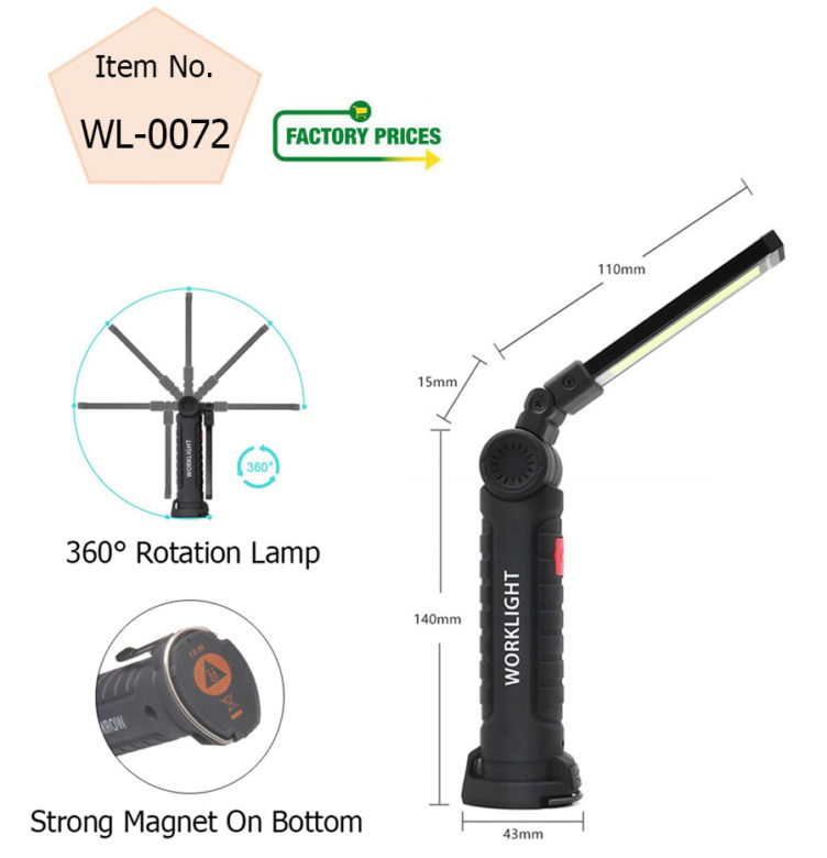 Flexible COB LED Work light rechargeable